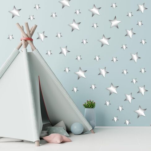 Acrylic Stars Mirror Wall Stickers, 40 PCS Small Mirrors for Crafts Mini 3D Mirror Sticker Removable Wall Decal Mirrors 3 Sizes Mosaic Tiles for DIY Crafts, Jewelry Making, Home Party Walls Decor in Saudi Arabia