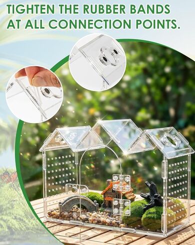 Jumping Spider Enclosure with Magnetic Front Door & Ventilation - 9.5"x3.9"x6.7" Acrylic Terrarium Habitat for Tarantulas, Mantis, Geckos & Reptiles in Saudi Arabia