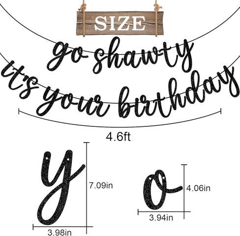 Go Shawty It's Your Birthday Banner, Hip Hop Birthday Party Decorations Supplies, Rap Theme Bday Bunting Sign, Pre-strung, Photo Props (Black) in Saudi Arabia