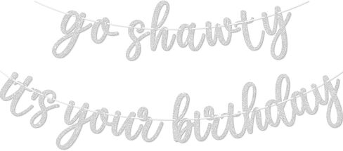 Go Shawty It's Your Birthday Banner, Hip Hop Birthday Party Decorations Supplies, Rap Theme Bday Bunting Sign, Pre-strung, Photo Props (Black) in Saudi Arabia
