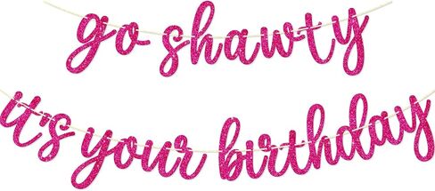 Go Shawty It's Your Birthday Banner, Hip Hop Birthday Party Decorations Supplies, Rap Theme Bday Bunting Sign, Pre-strung, Photo Props (Black) in Saudi Arabia