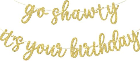 Go Shawty It's Your Birthday Banner, Hip Hop Birthday Party Decorations Supplies, Rap Theme Bday Bunting Sign, Pre-strung, Photo Props (Black) in Saudi Arabia