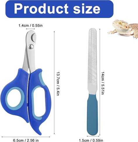 Bearded Dragon Nail Clippers and File, Stainless Steel Small Animal Toe Nail Trimmer Scissors Professional Grooming Pet Tool for Reptiles Turtle Chameleon Iguana (Blue) in Saudi Arabia