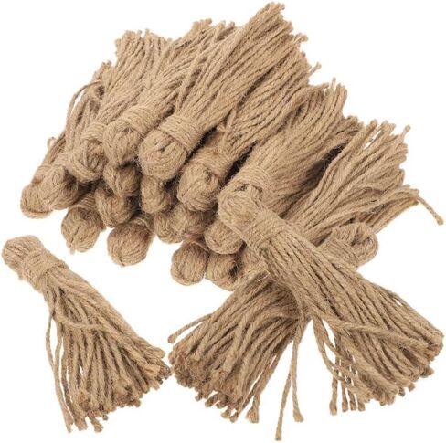 30Pcs Natural Jute Tassels for Wood Beads Christmas Burlap Tassel Jute Rope Crafts DIY Burlap Twine Rope Rustic Garland Projects Decorations in Saudi Arabia