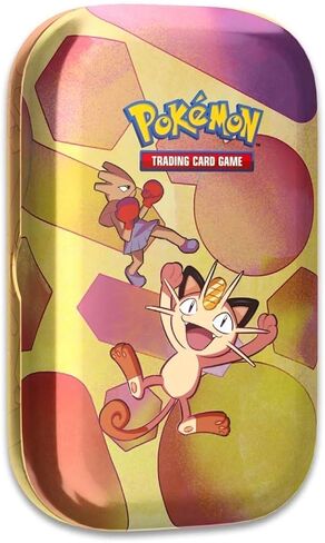 Pokémon TCG: Scarlet & Violet—151 Mini Tin – Meowth and Hitmonchan (عبوتان معززتان، 1 عملة و1 بطاقة فنية) in Kuwait