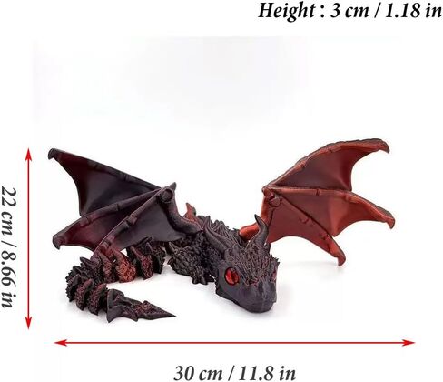 3D Printed Wyvern Dragon with Wings Multi-Jointed Movable Simulation Model Gift Desktop Ornaments Toys (Golden) in Kuwait