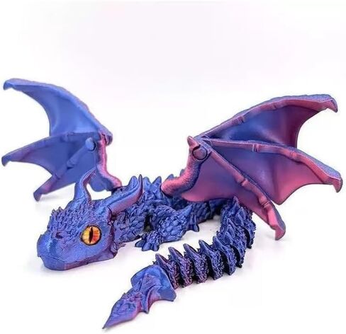 3D Printed Wyvern Dragon with Wings Multi-Jointed Movable Simulation Model Gift Desktop Ornaments Toys (Golden) in Kuwait