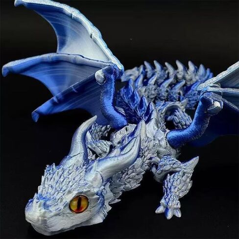 3D Printed Wyvern Dragon with Wings Multi-Jointed Movable Simulation Model Gift Desktop Ornaments Toys (Golden) in Kuwait