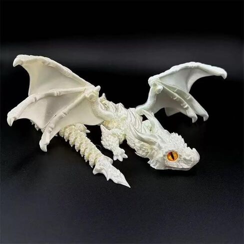 3D Printed Wyvern Dragon with Wings Multi-Jointed Movable Simulation Model Gift Desktop Ornaments Toys (Golden) in Kuwait