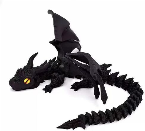 3D Printed Wyvern Dragon with Wings Multi-Jointed Movable Simulation Model Gift Desktop Ornaments Toys (Golden) in Kuwait