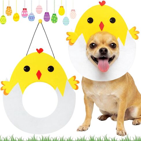 Soulchen Cute Easter Dog Costume Adjustable Dog Shaped Hat Headwear for Easter Party Pets Cats Festive Bunny Ears Decorative Accessory for Puppy Holiday Dress up (Chick,Large) in Kuwait