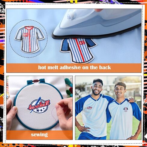 Boao 100 Pcs Sports Iron on Patches Bulk Embroidered Football Baseball Soccer Basketball Patches Mixed Sport Sew on Applique Repair for Backpack Hat Clothes Pants Jeans DIY Crafts Accessories in Saudi Arabia