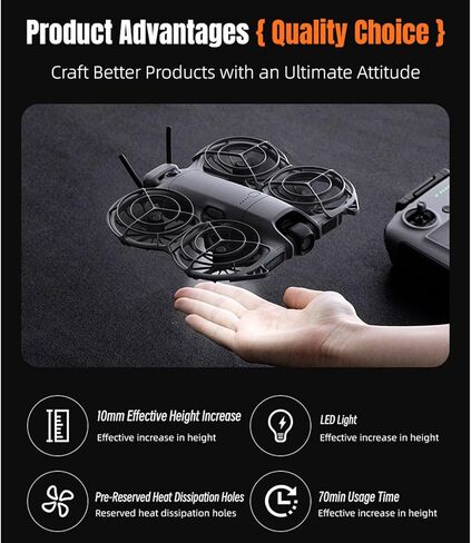 معدات الهبوط LICHIFIT مع أضواء LED قابلة لإعادة الشحن لطائرة DJI Neo 2 بدون طيار، أرجل ممتدة مضيئة 2 في 1، أضواء طيران ليلية تحذيرية، دعامة رفع، مسند تعزيز الارتفاع Neo2 in Saudi Arabia