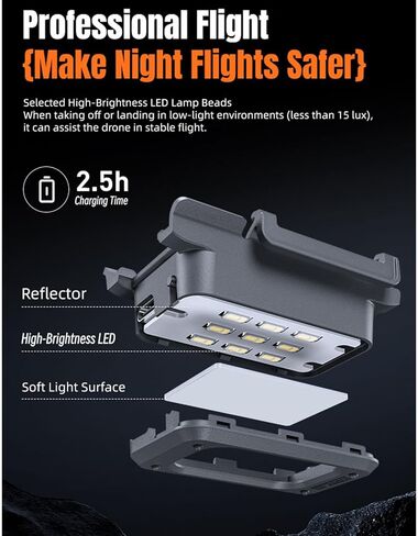 معدات الهبوط LICHIFIT مع أضواء LED قابلة لإعادة الشحن لطائرة DJI Neo 2 بدون طيار، أرجل ممتدة مضيئة 2 في 1، أضواء طيران ليلية تحذيرية، دعامة رفع، مسند تعزيز الارتفاع Neo2 in Saudi Arabia