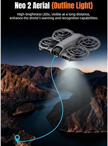 معدات الهبوط LICHIFIT مع أضواء LED قابلة لإعادة الشحن لطائرة DJI Neo 2 بدون طيار، أرجل ممتدة مضيئة 2 في 1، أضواء طيران ليلية تحذيرية، دعامة رفع، مسند تعزيز الارتفاع Neo2 in Saudi Arabia