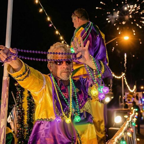 Mardi Gras Beads Necklaces Light Up Neon Mardi Gras Parade Throws Bulk Glow in the Dark Beads LED Disco Bead Necklaces 70s Carnival Throw Party Costume Accessories Party Decor Supplies in Saudi Arabia