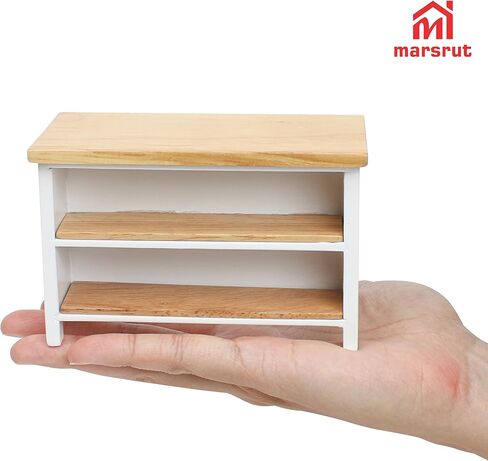 Miniature Dollhouse Kitchen Island & 2Pcs Stools, Furniture Modern 1/12 Scale Doll House Accessories Mini Wooden Chair and Table Set for Dining Room Restaurant Pub Bar Scene, Realistic Items, White in Saudi Arabia