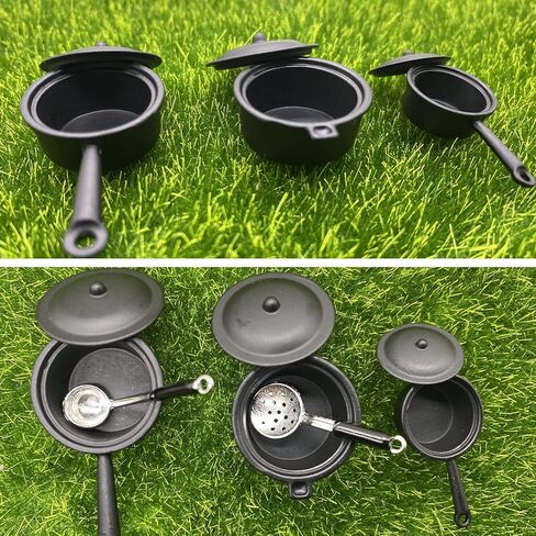 Cayway Miniature Kitchen Accessories Miniature Cookware Accessories Mini Food Accessory Mini Pot Dish Knife Fork for Play Food Toys in Saudi Arabia