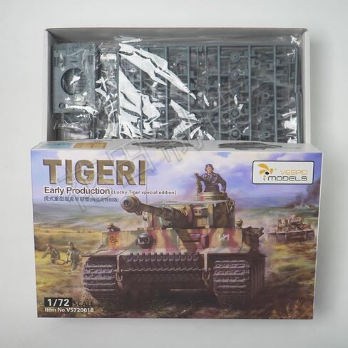 نماذج Vespid Tiger I للإنتاج المبكر بمقياس 1/72، دبابة عسكرية مع برميل معدني، ووصلات مسار، وشارات، وأجزاء من البولي إيثيلين in Kuwait