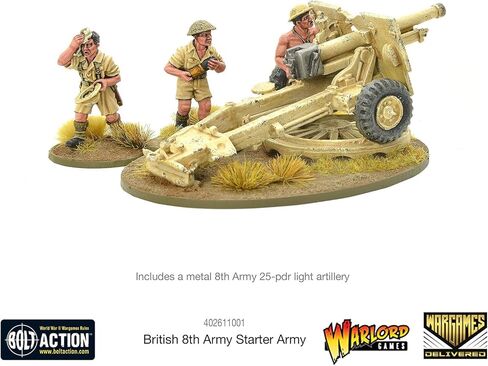 تم تسليم ألعاب الحرب - منمنمات عمل بولت من ألعاب لورد، مجموعة بداية الجيش البريطاني الثامن مع تنزيل STL مصغر إضافي - رجال الجيش البلاستيكي بمقياس 28 مم من الحرب العالمية الثانية لألعاب الحرب in Kuwait