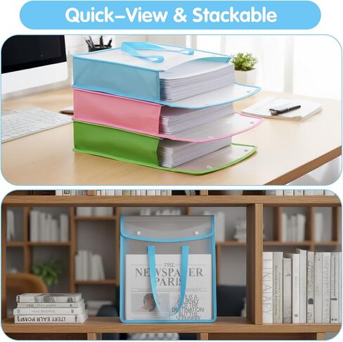 4 Pack Expandable Scrapbook Paper Storage Organizer, 12 x 12 Paper Folio with Handle for Scrapbooking, Vinyl, Cardstock (Green, Pink, Orange, Blue) in Kuwait