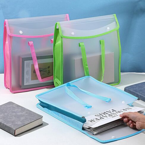 4 Pack Expandable Scrapbook Paper Storage Organizer, 12 x 12 Paper Folio with Handle for Scrapbooking, Vinyl, Cardstock (Green, Pink, Orange, Blue) in Kuwait