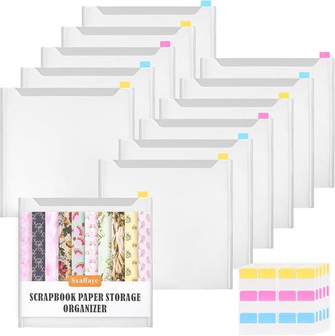 Sxaffayc 12 Pack Scrapbook Paper Storage 12x12 Paper Organizer with 60PCS Sticky Index Tabs for Holding Scrapbooking, Vinyl Sheets, Cardstock and Photos in Saudi Arabia