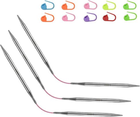 2.25MM 23cm/9in Flexible Knitting Needles 3-Piece Set Circular Knitting Needles Double-Pointed Knitting Needles Perfect for Small Projects (Baby Socks, Dolls, Mittens, Coasters) in Saudi Arabia
