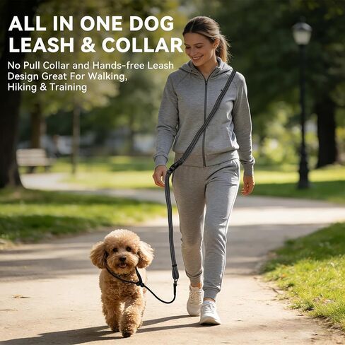 Hands Free Slip Lead Dog Leash, Crossbody & Waist Leash for Walking Running, No-Pull Dog Training Lead for Small & Medium Dogs, Multifunctional Adjustable Lead 4-8FT. (Black) in Saudi Arabia