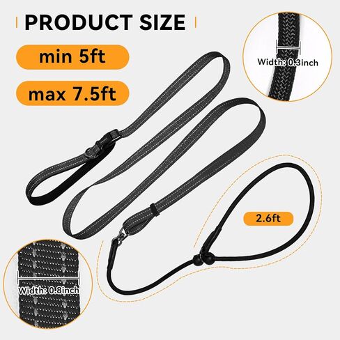 Hands Free Slip Lead Dog Leash, Crossbody & Waist Leash for Walking Running, No-Pull Dog Training Lead for Small & Medium Dogs, Multifunctional Adjustable Lead 4-8FT. (Black) in Saudi Arabia