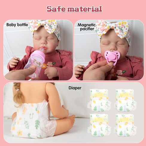 مجموعة ملابس دمى الأطفال حديثي الولادة مقاس 17-20-22 بوصة مع رومبير أحمر وحامل زهور وحفاضات ناعمة 12 قطعة من إكسسوارات دمى حديثي الولادة in Saudi Arabia