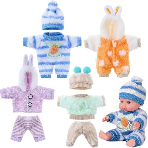 Halloscume 4 Set 6-7 Inch Doll Clothes Reborn Baby Dolls Clothes Costumes Outfits Christmas Birthday Gift Cute Pretend Doll Outfits, Dress up Accessories, No Dolls (Ocean) in Saudi Arabia