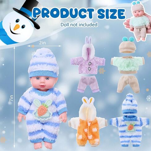 Halloscume 4 Set 6-7 Inch Doll Clothes Reborn Baby Dolls Clothes Costumes Outfits Christmas Birthday Gift Cute Pretend Doll Outfits, Dress up Accessories, No Dolls (Ocean) in Saudi Arabia