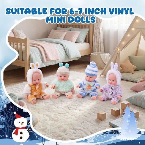 Halloscume 4 Set 6-7 Inch Doll Clothes Reborn Baby Dolls Clothes Costumes Outfits Christmas Birthday Gift Cute Pretend Doll Outfits, Dress up Accessories, No Dolls (Ocean) in Saudi Arabia