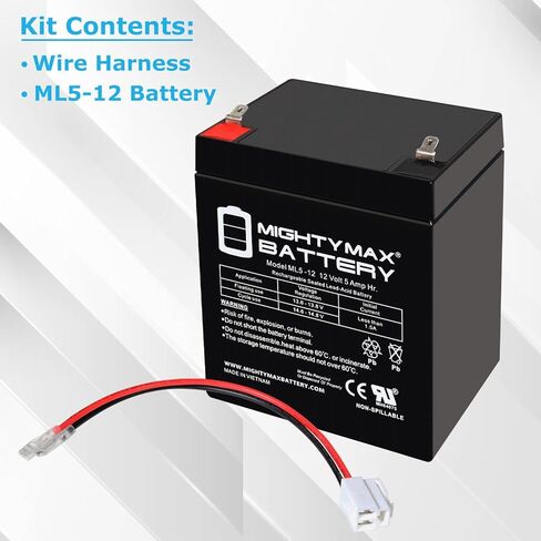 بطارية Mighty Max 12V 5Ah F1 SLA بديلة متوافقة مع Razor Crazy Cart in Kuwait