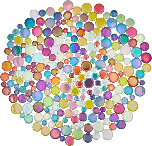 1.1 lbs Iridescent Ceramic Round Mosaic Tiles, 4 Sizes, Multi-Color Glossy Circles for DIY Craft, Backsplash, Home Decor, and Art Projects (Pink) in Saudi Arabia