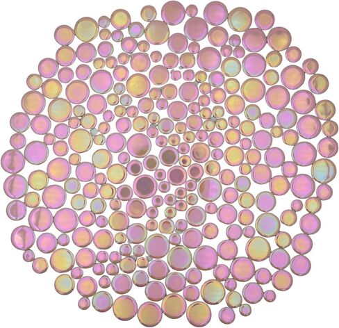 1.1 lbs Iridescent Ceramic Round Mosaic Tiles, 4 Sizes, Multi-Color Glossy Circles for DIY Craft, Backsplash, Home Decor, and Art Projects (Pink) in Saudi Arabia