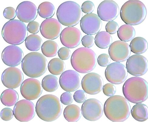 1.1 lbs Iridescent Ceramic Round Mosaic Tiles, 4 Sizes, Multi-Color Glossy Circles for DIY Craft, Backsplash, Home Decor, and Art Projects (Pink) in Saudi Arabia