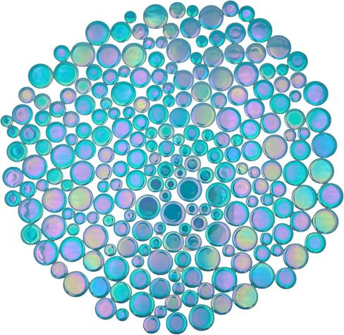 1.1 lbs Iridescent Ceramic Round Mosaic Tiles, 4 Sizes, Multi-Color Glossy Circles for DIY Craft, Backsplash, Home Decor, and Art Projects (Pink) in Saudi Arabia