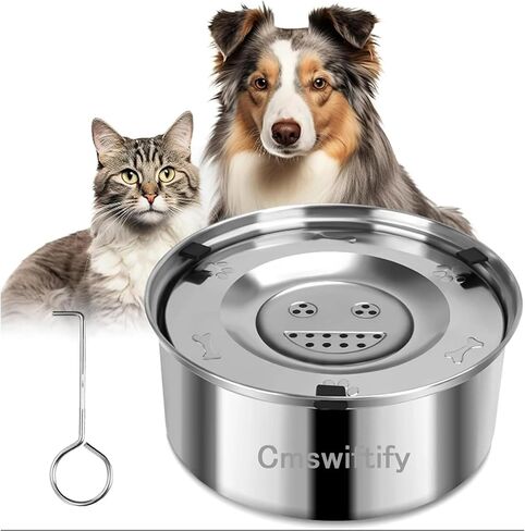 وعاء ماء للكلاب من الفولاذ المقاوم للصدأ بدون انسكاب، موزع مياه للحيوانات الأليفة بسعة كبيرة 101 أونصة/3 لتر مع قرص عائم، وحدة تغذية مشروبات بطيئة غير قابلة للانزلاق للقطط، مضادة للابتلاع والرذاذ للسفر، ومنزل السيارة in Kuwait