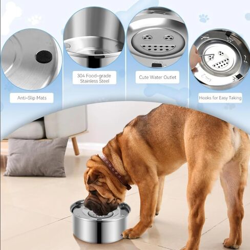 وعاء ماء للكلاب من الفولاذ المقاوم للصدأ بدون انسكاب، موزع مياه للحيوانات الأليفة بسعة كبيرة 101 أونصة/3 لتر مع قرص عائم، وحدة تغذية مشروبات بطيئة غير قابلة للانزلاق للقطط، مضادة للابتلاع والرذاذ للسفر، ومنزل السيارة in Kuwait