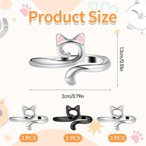 Thinp 6 Pcs Knitting Crochet Loop Ring for Fingers, Crochet Tension Ring Adjustable Open Yarn Guide Rings with Cat Ear Design Metal Braided Faster Knitting Thimbles Holders Accessories for Women in Saudi Arabia