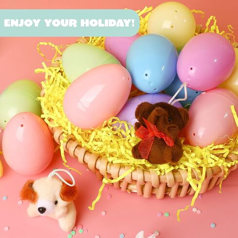 JOYIN 24 Pack Prefilled Easter Eggs of Mini Stuffed Animal Plush Toys Baster Stuffer Filler for Kids Easter Egg Hunt Game, Classroom Prize Supplies in Saudi Arabia