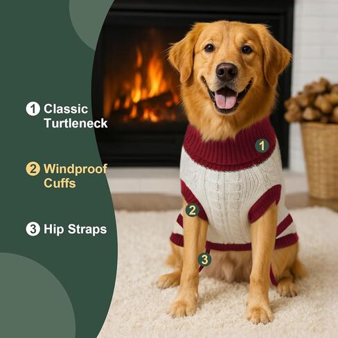 Dog Sweater Knitted for Small to Large Dogs Boy Girl, Classic Turtleneck Dog Christmas Sweaters, Warm & Soft Pet Clothes for Winter (Love Red, S) in Saudi Arabia