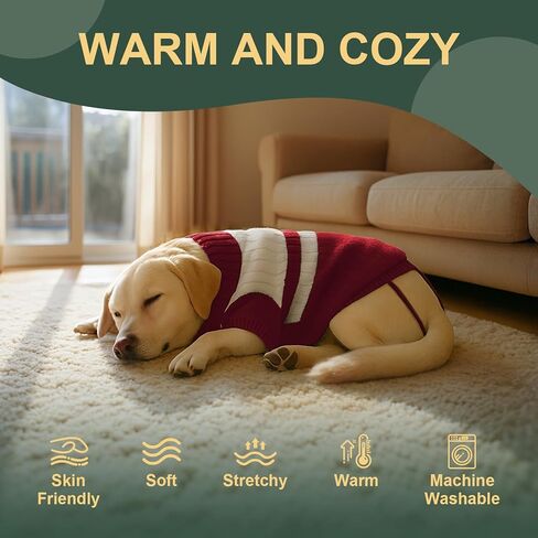 Dog Sweater Knitted for Small to Large Dogs Boy Girl, Classic Turtleneck Dog Christmas Sweaters, Warm & Soft Pet Clothes for Winter (Love Red, S) in Saudi Arabia