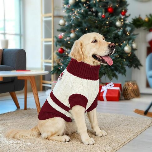 Dog Sweater Knitted for Small to Large Dogs Boy Girl, Classic Turtleneck Dog Christmas Sweaters, Warm & Soft Pet Clothes for Winter (Love Red, S) in Saudi Arabia