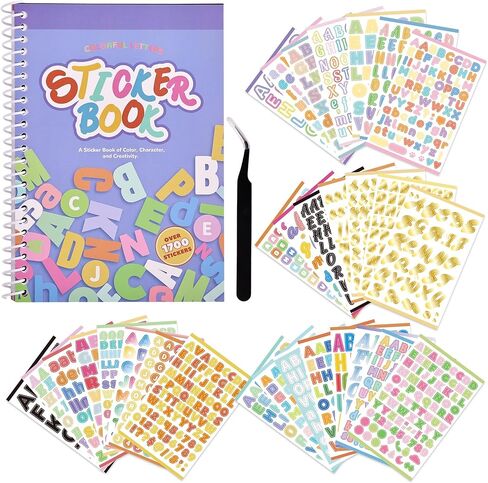1700+ Pcs Alphabet Stickers, 30 Sheets Self-Adhesive Mixed-Size Mini Letter Colorful Alphabet Number Sticker for Labels DIY Crafts Art Making, Decals for Sign, Notebook, Classroom, Door, Card Decor in Saudi Arabia