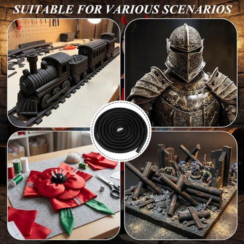 Klyyo Clyro 0.59 بوصة × 9.8 قدم وتد إسفنجي EVA مستدير بالكامل، عصا حرفية سوداء عالية الكثافة EVA Cosplay من أجل أزياء تنكرية للدروع التنكرية لتعزيز الأسلحة DIY in Kuwait