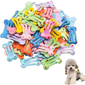 50 PCS 1 Inch Mini Hair Clips for Dogs, Multicolor Bone Shaped Hair Clips Cute Pet Barrettes for Puppy Dog Accessories(Point) in Kuwait