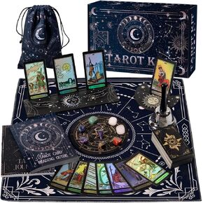 Tarot Cards Set for Beginners with Guide Book - Include 7 Chakra Stones, 1 Deck of 78 Cards, Manual, 2 Card Holders, Pendulum Board, Spirit Pendulum, Hand Bell, Bag, Tarot Journal, Cloth (pink) in Saudi Arabia